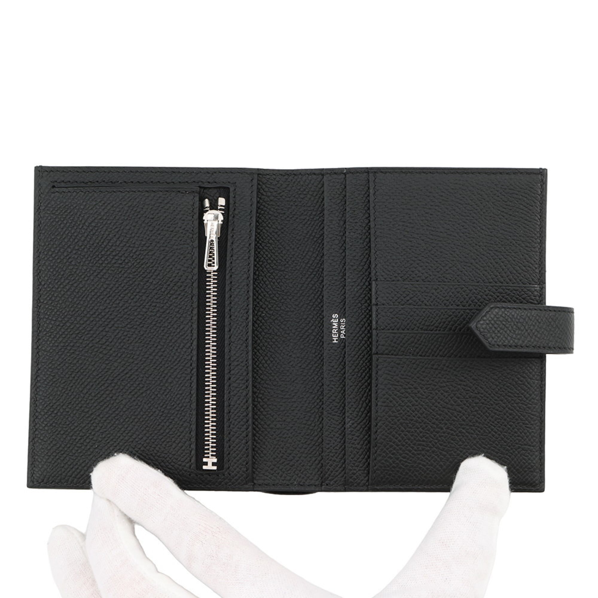 Hermes Hermès Bearn Compact Bifold Wallet in Black, Epson, B Stamp, Epson Black