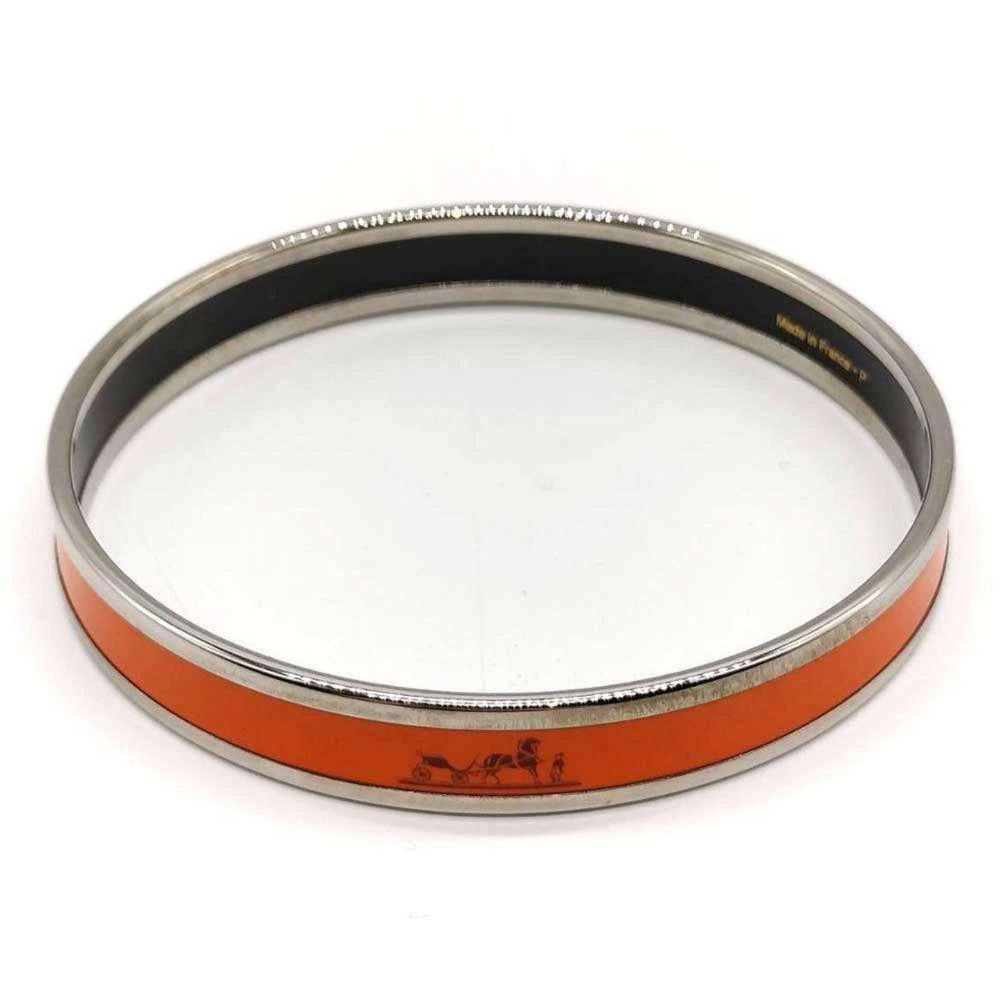 Hermes enamel PM orange cloisonné mark bangle bracelet for women.