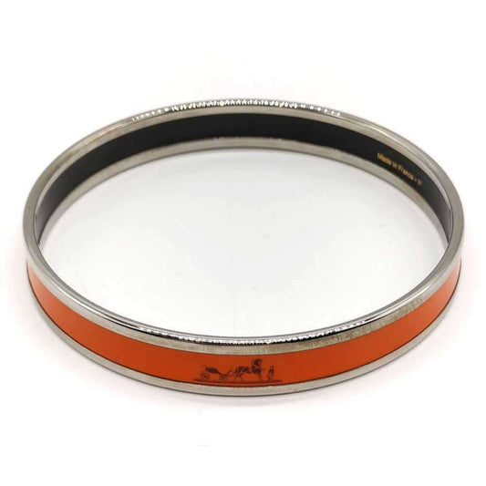 Hermes enamel PM orange cloisonné mark bangle bracelet for women.