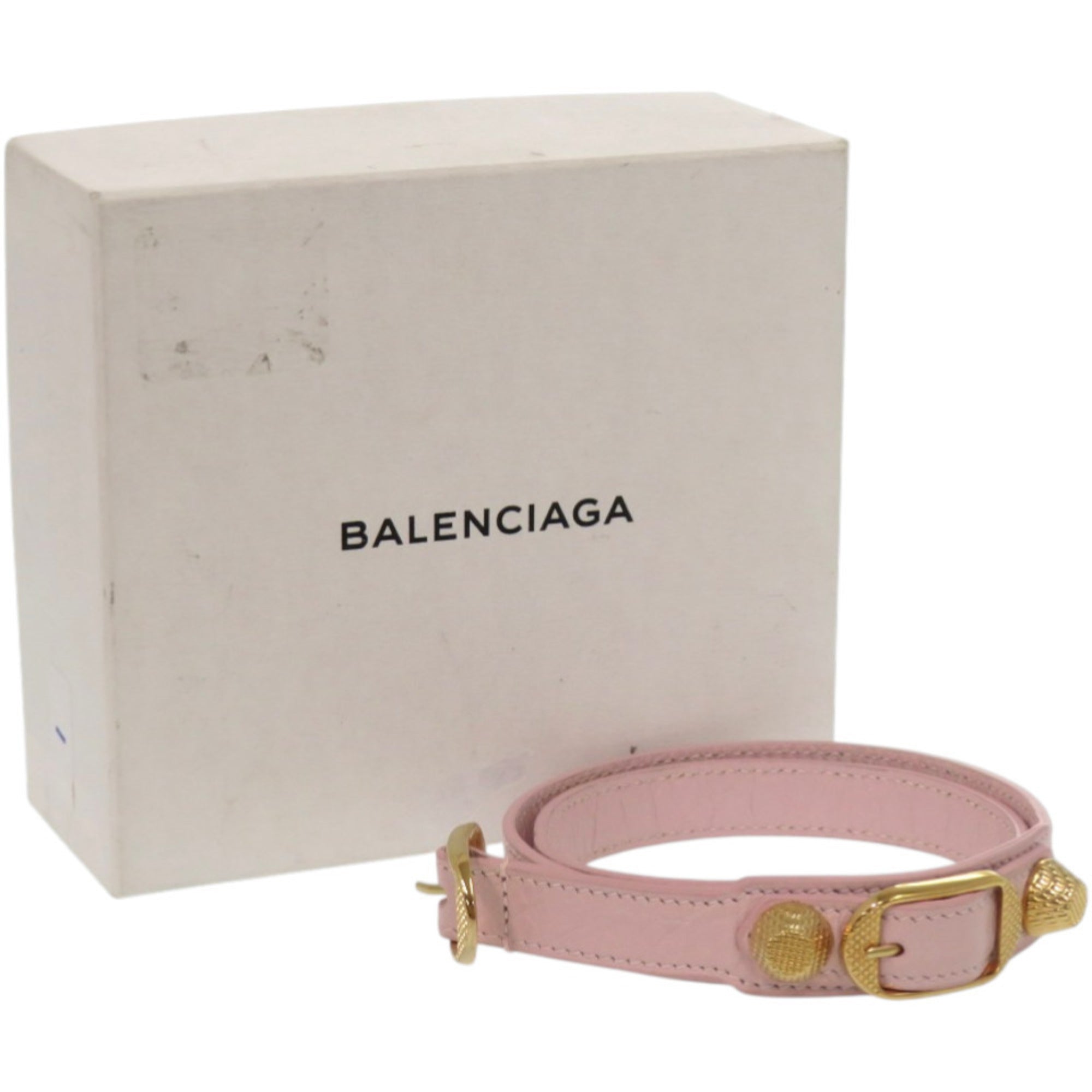Like new Balenciaga 3-row Giant Stud Bracelet 236345 Leather Pink 1562BALENCIAGA — Like New