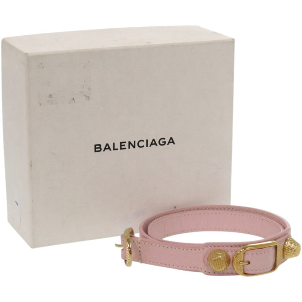 Like new Balenciaga 3-row Giant Stud Bracelet 236345 Leather Pink 1562BALENCIAGA — Like New