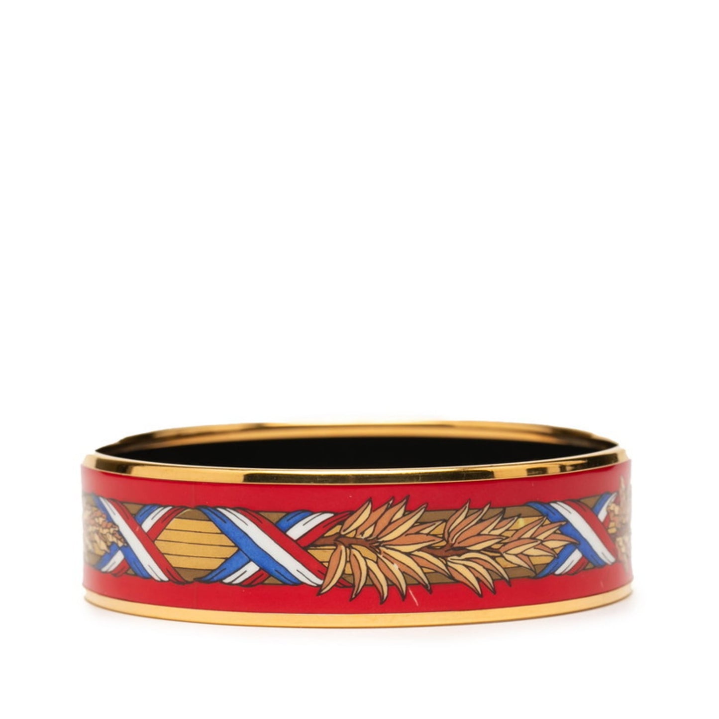 Hermes GM Enamel Cloisonné Bracelet in Gold, Red, and Multicolor Plated for Women