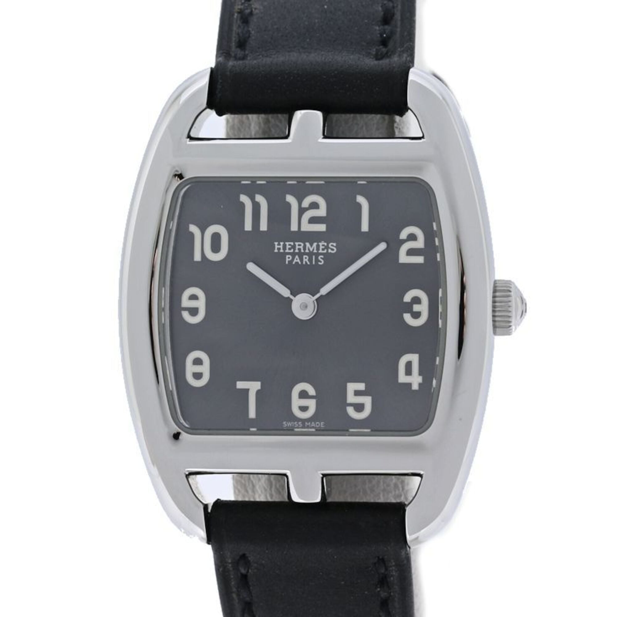 HERMES Cape Cod Tonneau CT1.210.230 VBN 034326WW00 Women's Watch Stainless Steel x Cowhide Leather 40560 — Like New