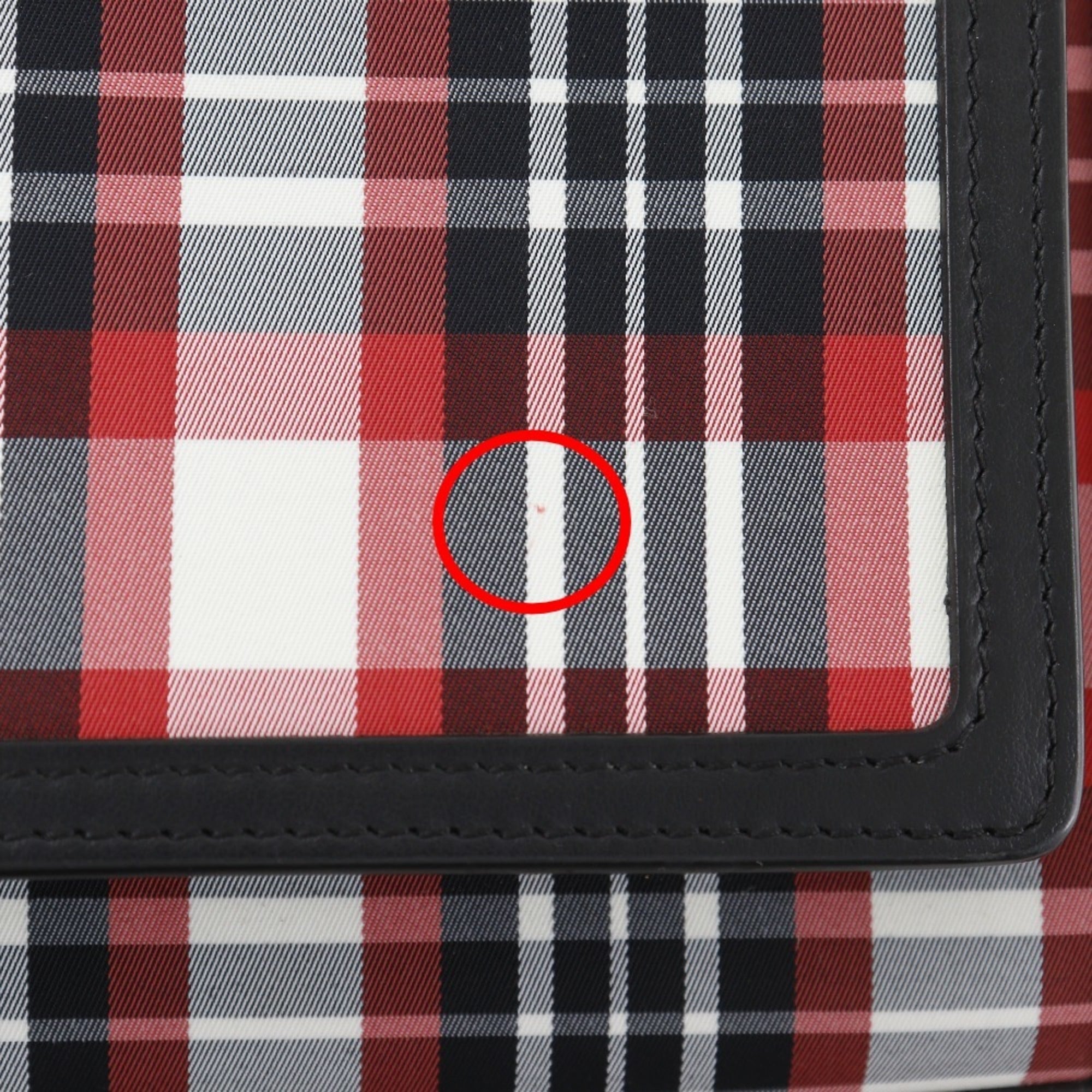 Burberry Mini Pocket Bag, 2-Way Shoulder Check Pattern, 8035841, Calfskin and Nylon, Black/Red, Women's — Like New