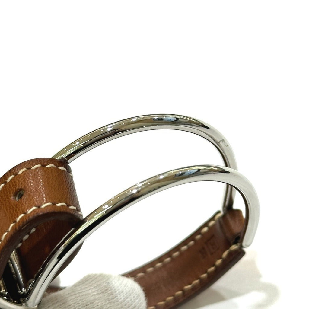 HERMES Hermes belt, metal and leather, brown, for women