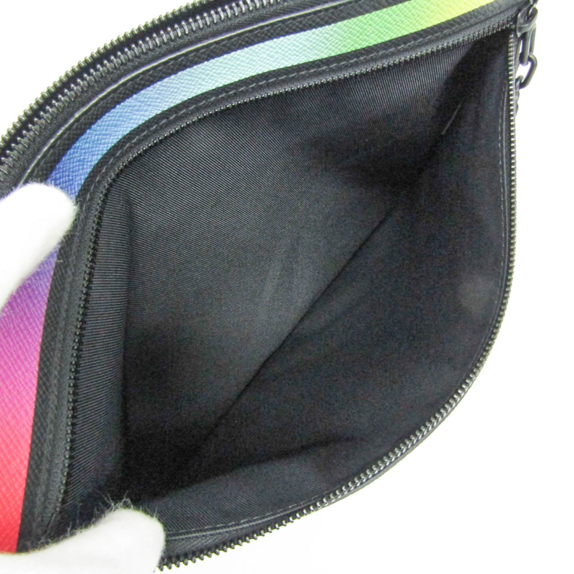 Louis Vuitton Taiga Rainbow Pochette M30347 Men,Women Clutch Bag Black,Multi-color — Like New