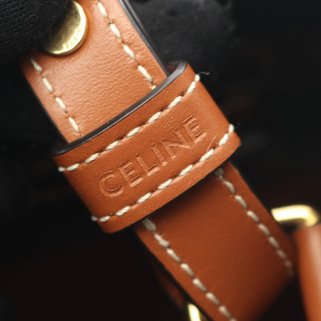 Celine Small Vertical Cabas Triomphe Tote Bag, Coated Canvas and Leather, Women's, Black Brown, 191542