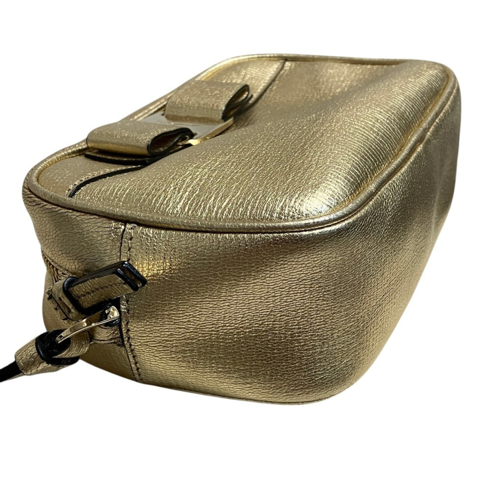 Salvatore Ferragamo Vara Ribbon Camera Shoulder Bag AU-21 H498 Gold Color Women's — Like New