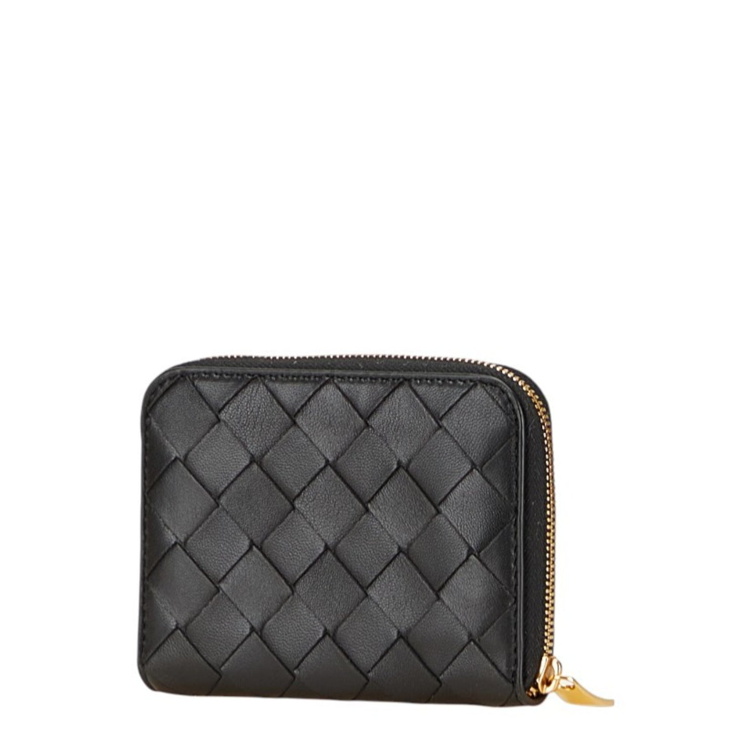 Bottega Veneta Intrecciato Wallet/Coin Case Compact Wallet Black Leather Women's BOTTEGA VENETA
