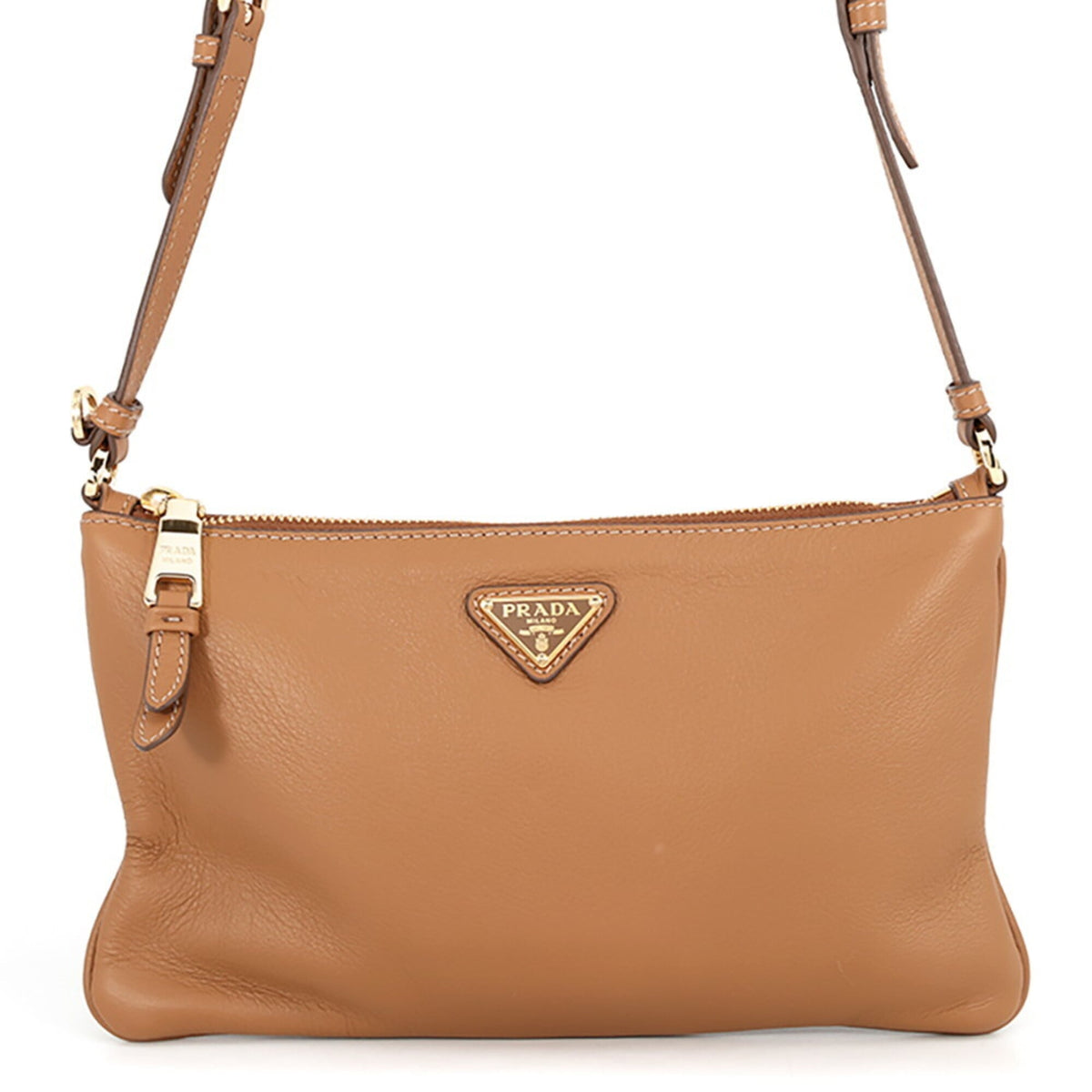 Prada Shoulder Bag Triangle Soft Grain Leather 1BC238 PRADA Handbag — Like New