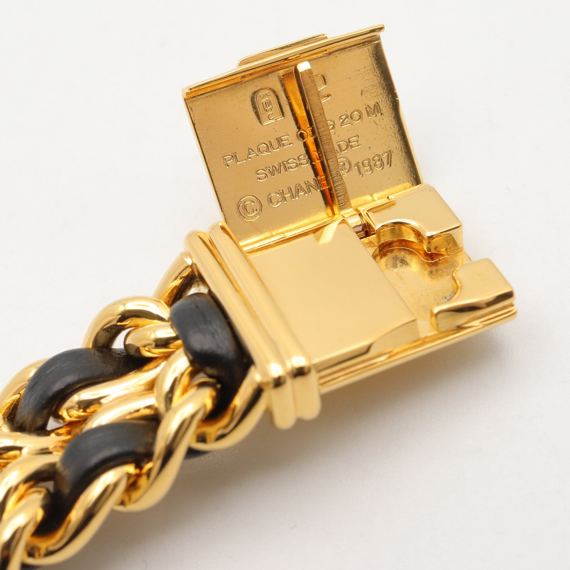 Chanel CHANEL Première M Watch, Gold Plated Leather, Women's, Black, H0001 — Very Good