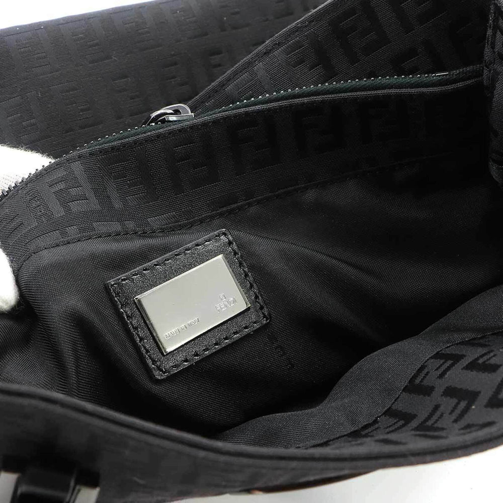 Fendi Zucchino Tote Handbag, Canvas and Leather, Black, 8BH133, Gunmetal Hardware — Like New