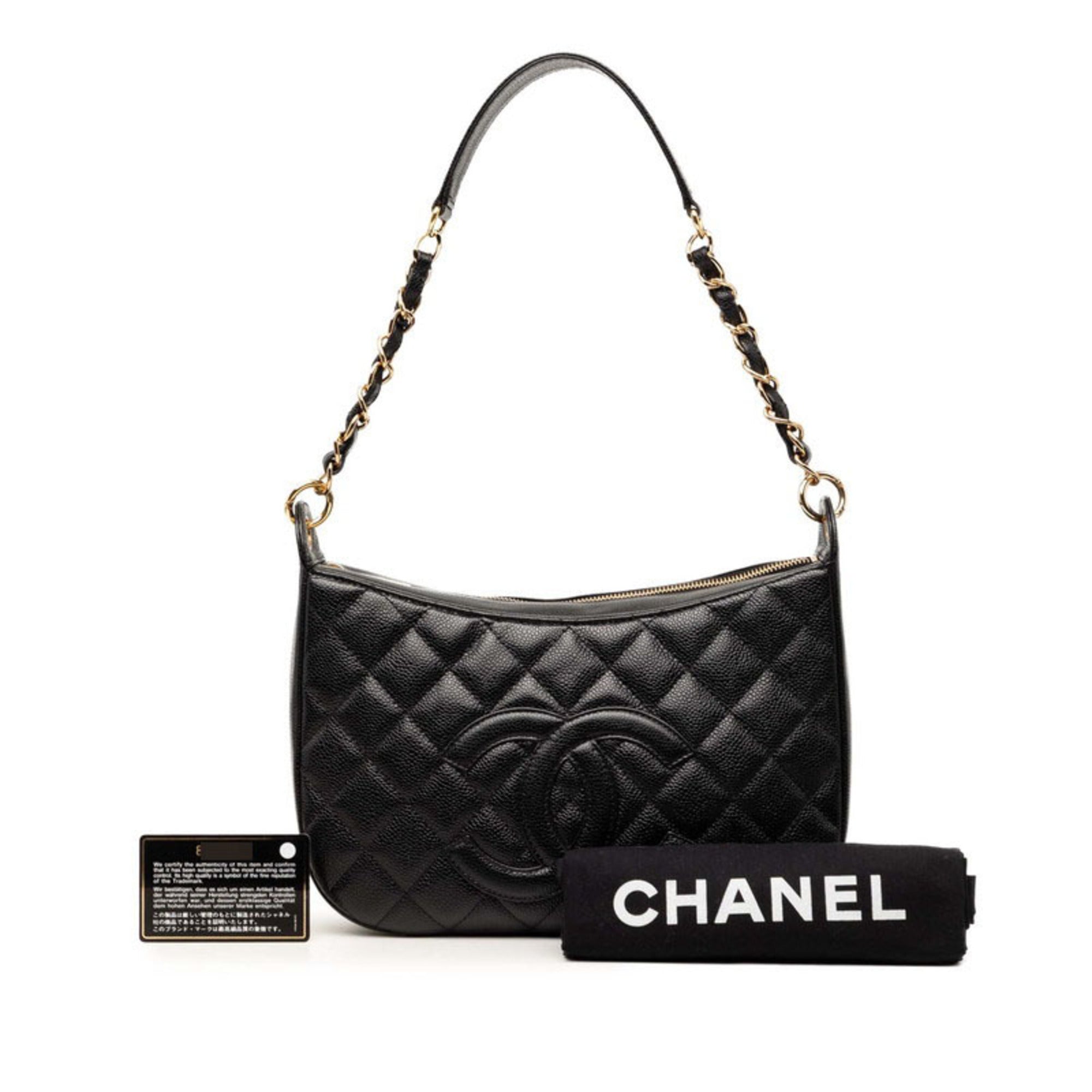 Chanel Coco Mark Matelassé Chain Shoulder Bag, One-Shoulder, Black Caviar Leather, Women's CHANEL — Like New