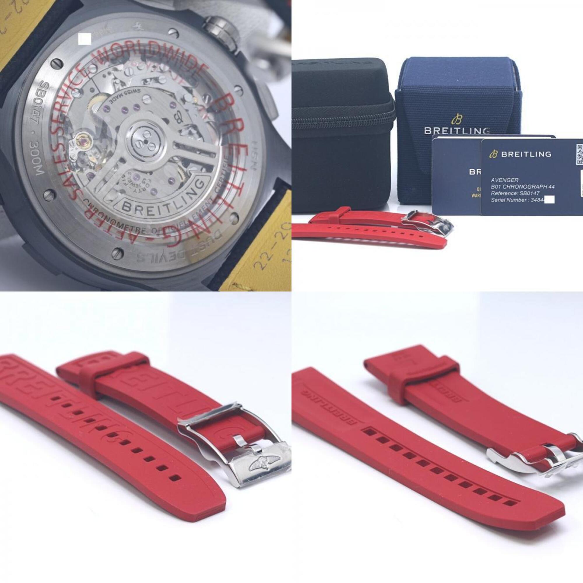BREITLING Avenger B01 SB01473A1B1X1 SB0147 Chronograph 44 Night Mission Dust Devils Men's Watch Ceramic x Cowhide Leather 40375 — Very Good
