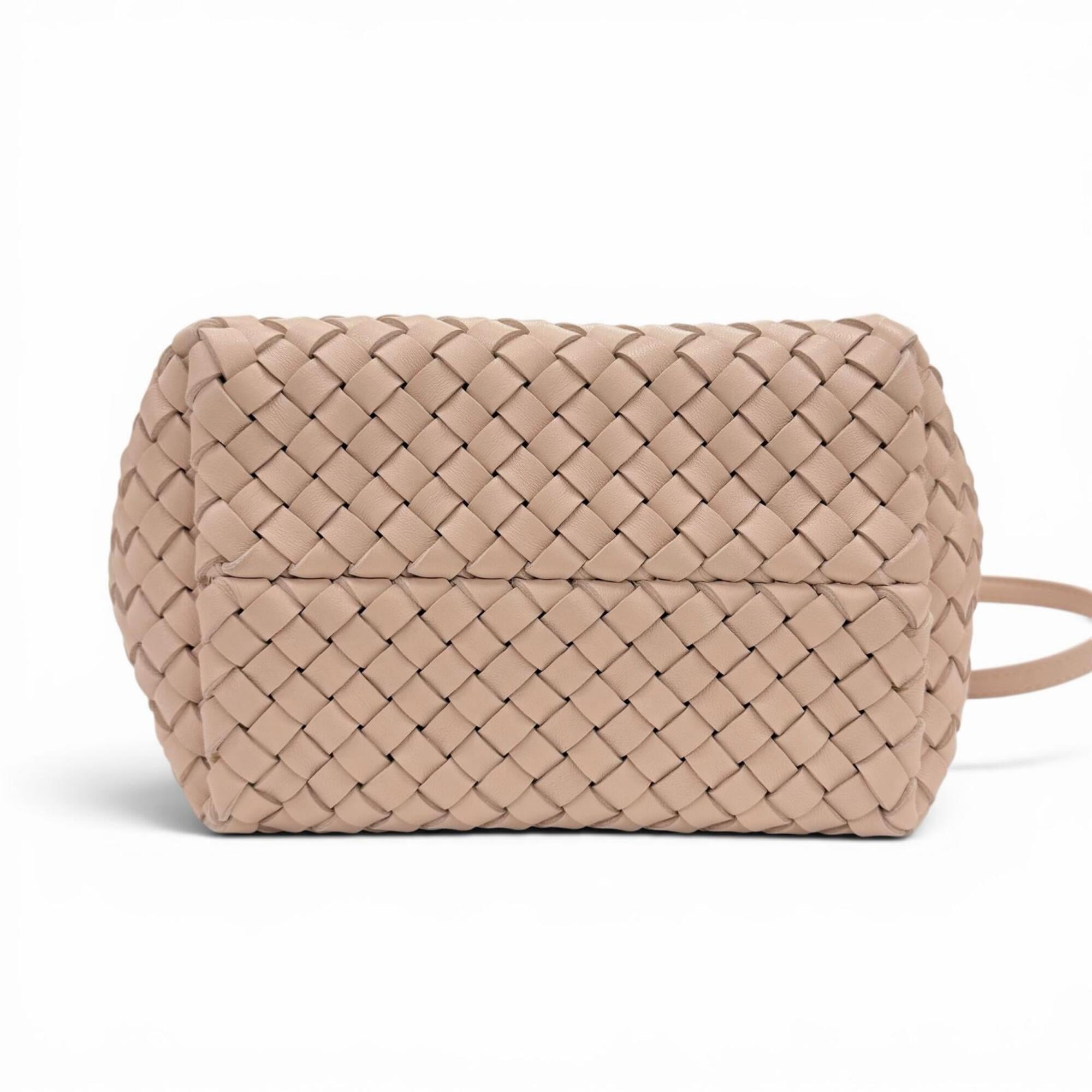 BOTTEGA VENETA 781670 Intrecciato Mini Cabas Lambskin 2-Way Handbag/Shoulder Bag with Pouch, Pink, Made in Italy, Women's, Dust — Like New