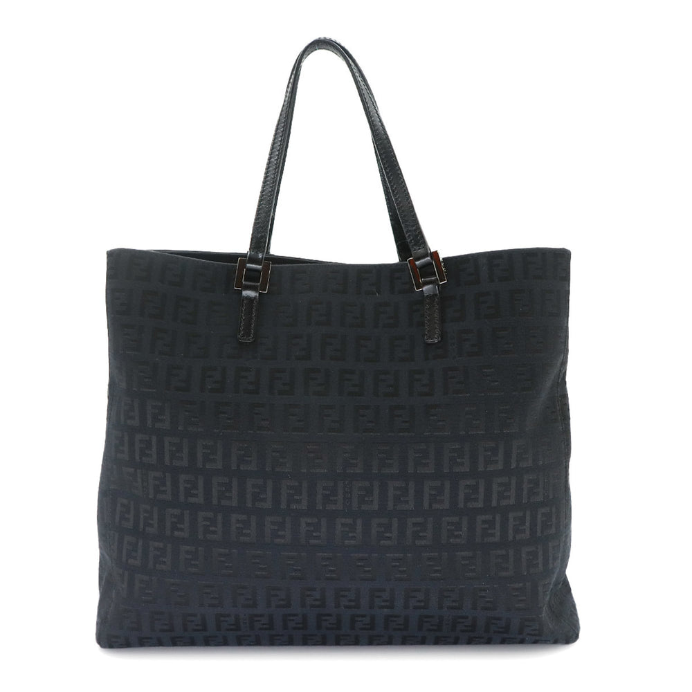 Fendi Zucchino Tote Handbag, Canvas and Leather, Black, 8BH133, Gunmetal Hardware — Like New