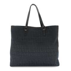 Fendi Zucchino Tote Handbag, Canvas and Leather, Black, 8BH133, Gunmetal Hardware — Like New