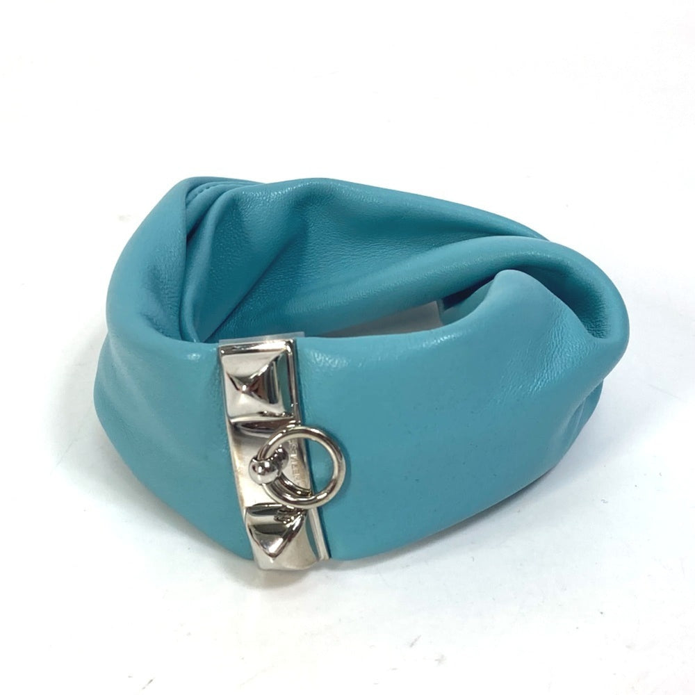 HERMES Medor Torsade Petit H Bracelet, Leather, Women's, Light Blue — Like New