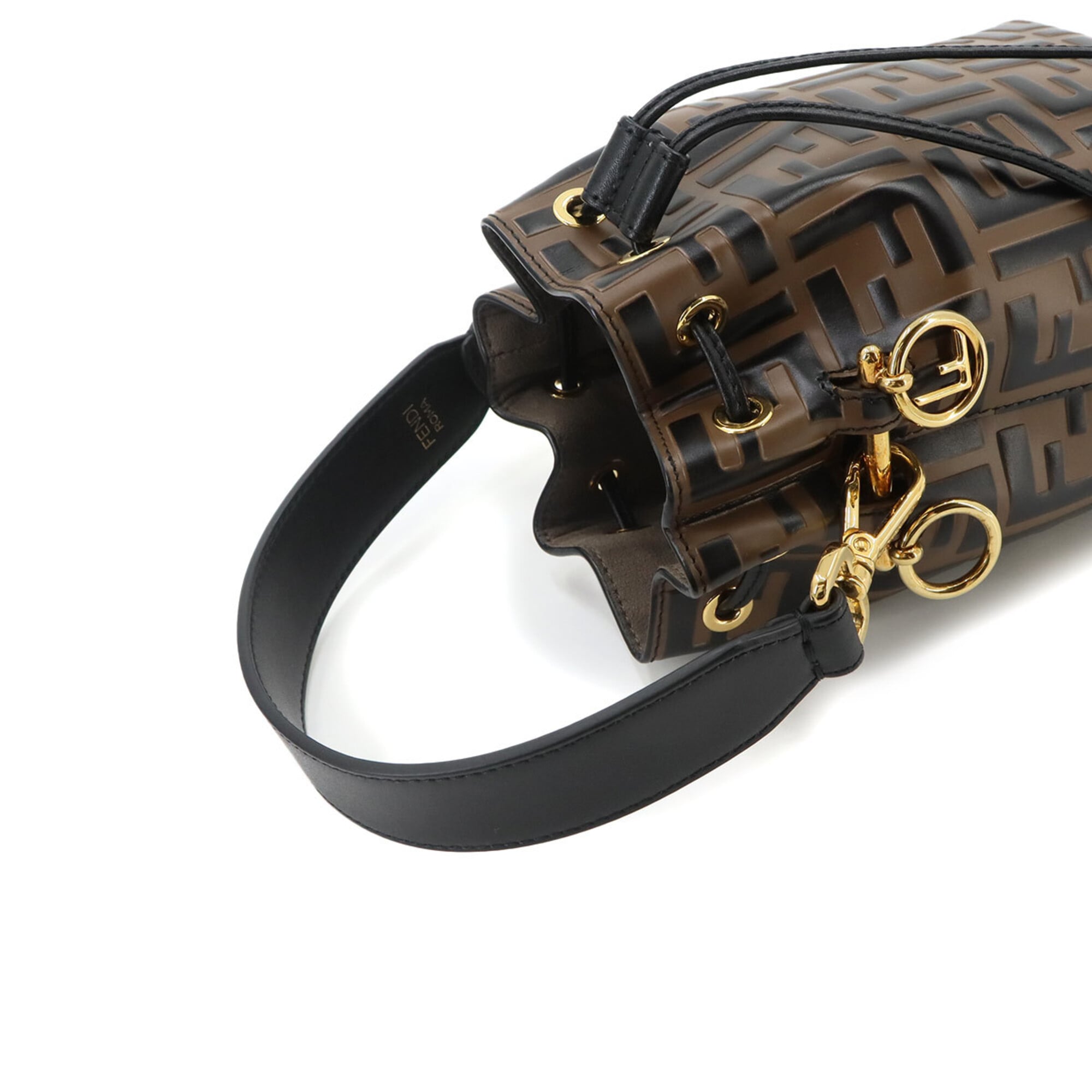 Fendi Zucca Mon Tresor 2-way Hand/Shoulder Handbag, Leather, Brown/Black, 8BS010, Gold Hardware — Like New