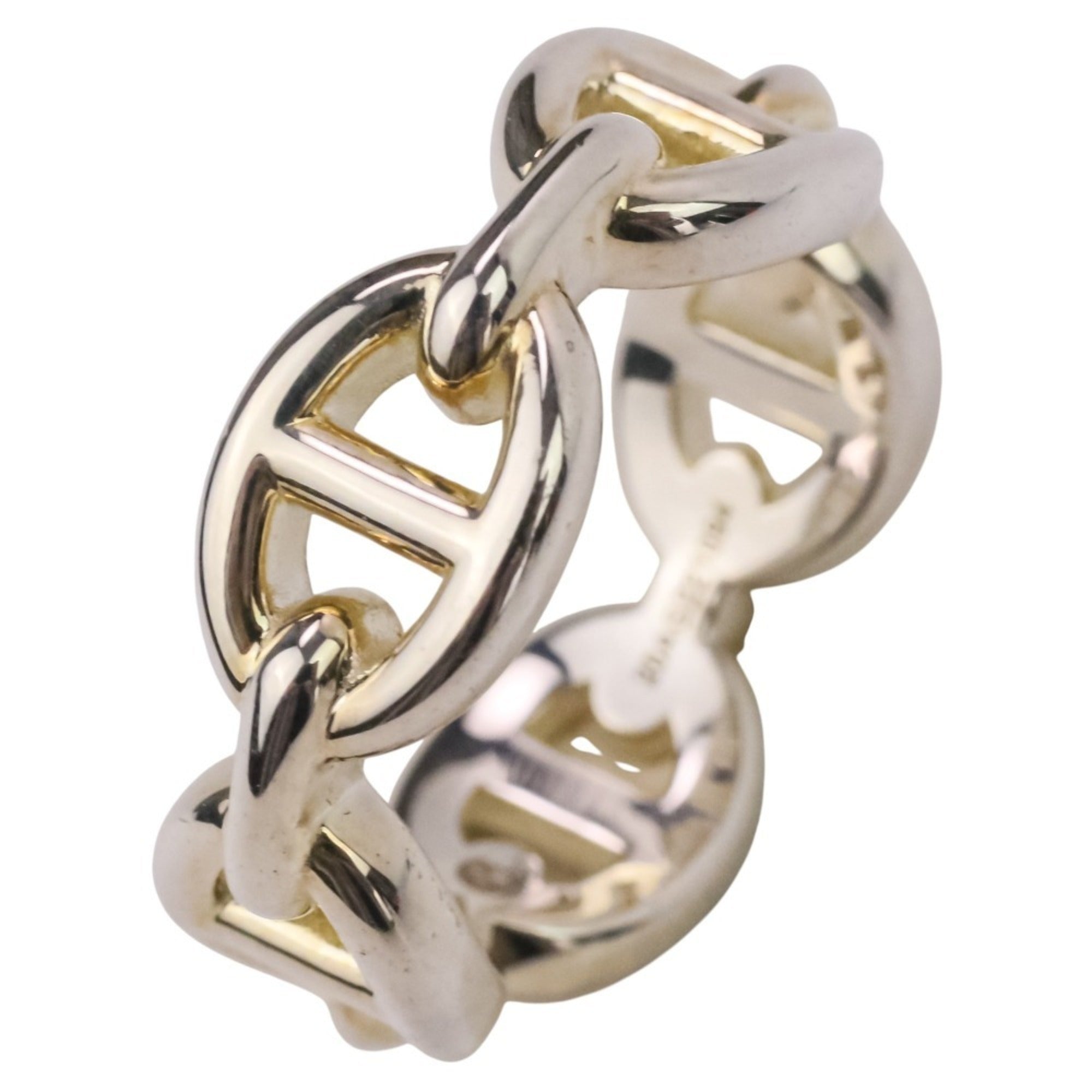 HERMES Chaine d'Ancre Enchaine PM AG925 Ring, Size 49 (equivalent), Silver, Women's — Like New