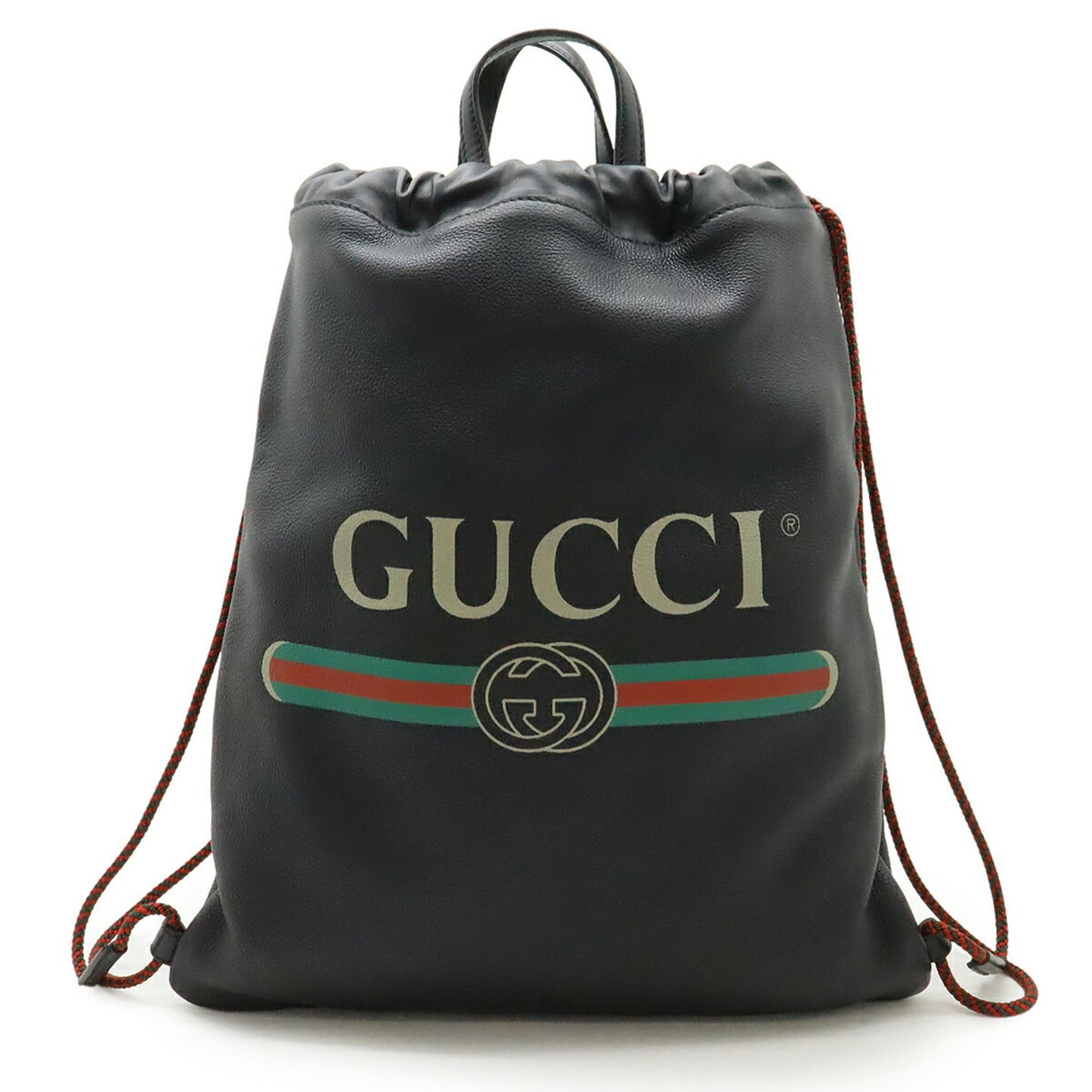 GUCCI Gucci Print Coco Capitan Drawstring Backpack/Tote Bag in Black Leather (Product Code: 494053)