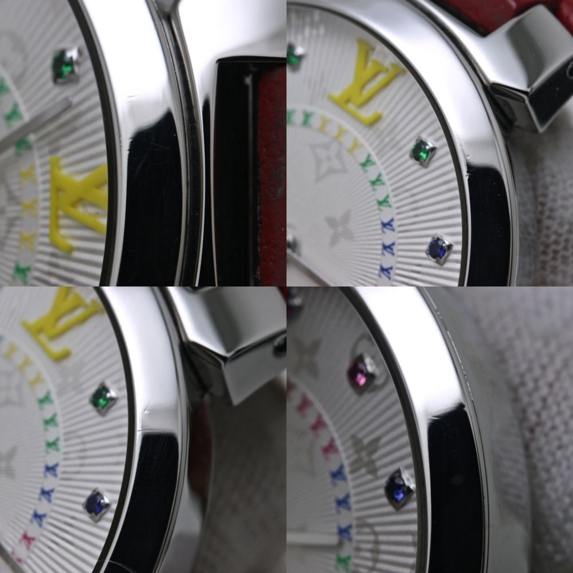 LOUIS VUITTON Tambour MM Rainbow Colored Stones QA159Z Women's Watch 40091 — Very Good