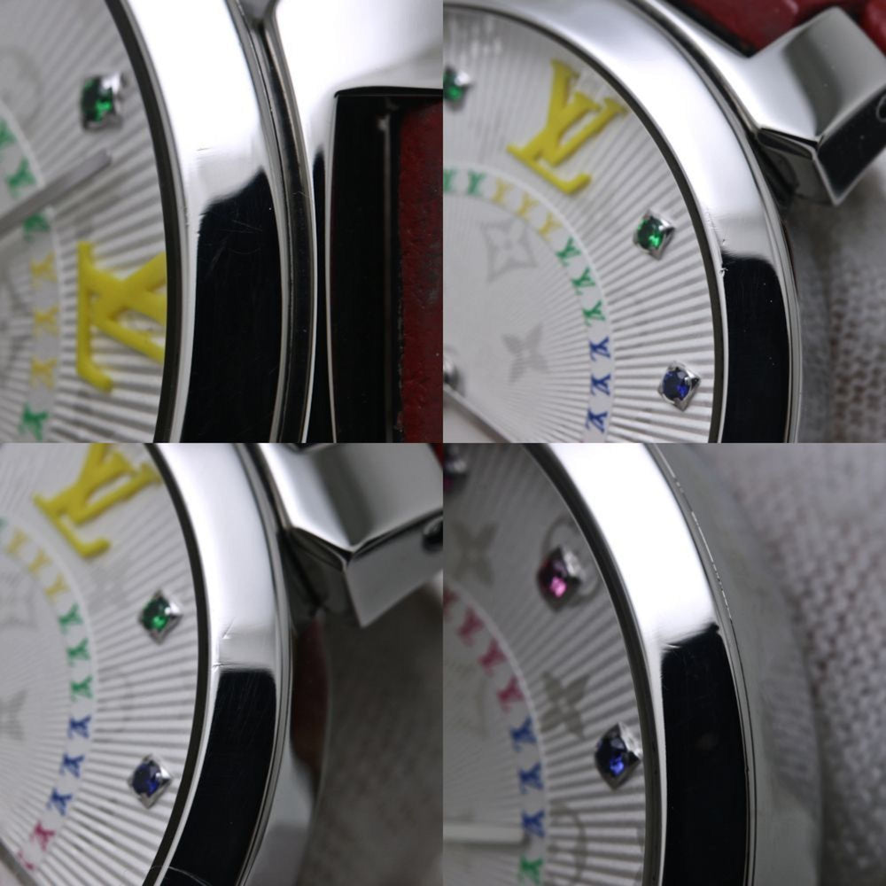 LOUIS VUITTON Tambour MM Rainbow Colored Stones QA159Z Women's Watch 40091 — Very Good