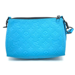 LOUIS VUITTON M55925 Monogram Empreinte Triangle Shoulder Bag Leather Men's Turquoise Blue S-210316-20 — Like New