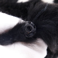CHANEL COCO Mark Bracelet Wristband with Rabbit Fur, Black, Approx. 35g, Women's — Like New
