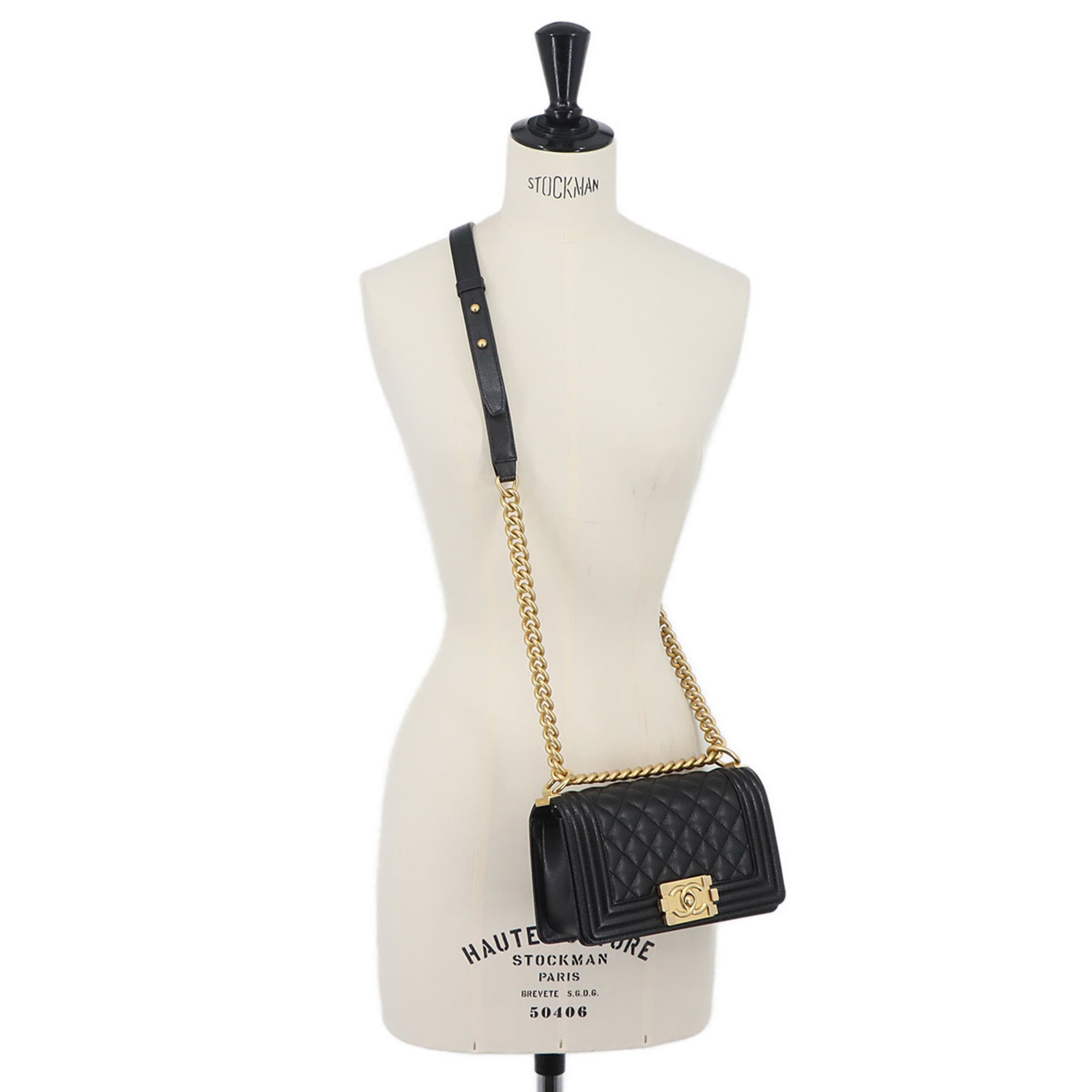 Chanel Boy Small Chain Shoulder Handbag, Caviar Leather, Black, A67085, Gold Hardware — New - Store Return