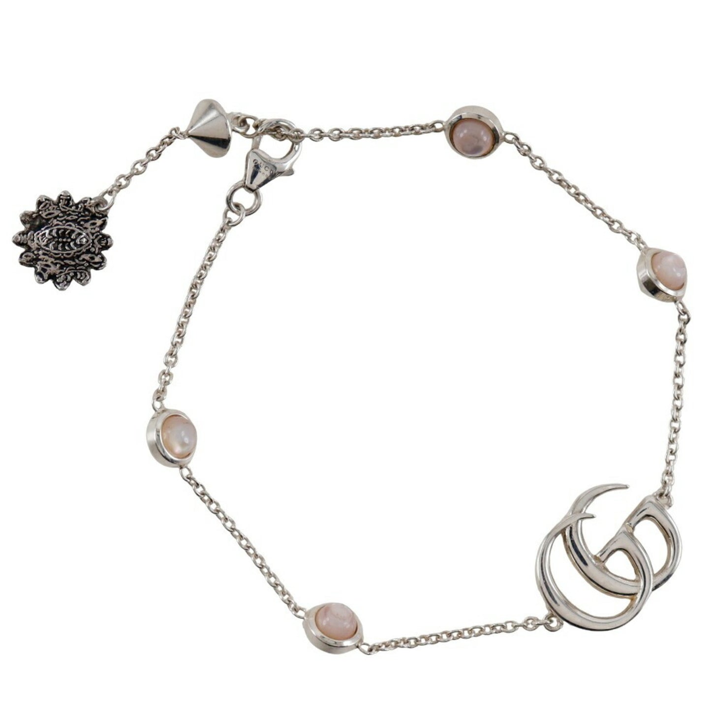 Gucci Double G Bracelet, 925 Sterling Silver with Mother-of-Pearl, Approx. 6.3g, Women's