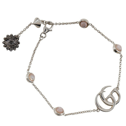 Gucci Double G Bracelet, 925 Sterling Silver with Mother-of-Pearl, Approx. 6.3g, Women's