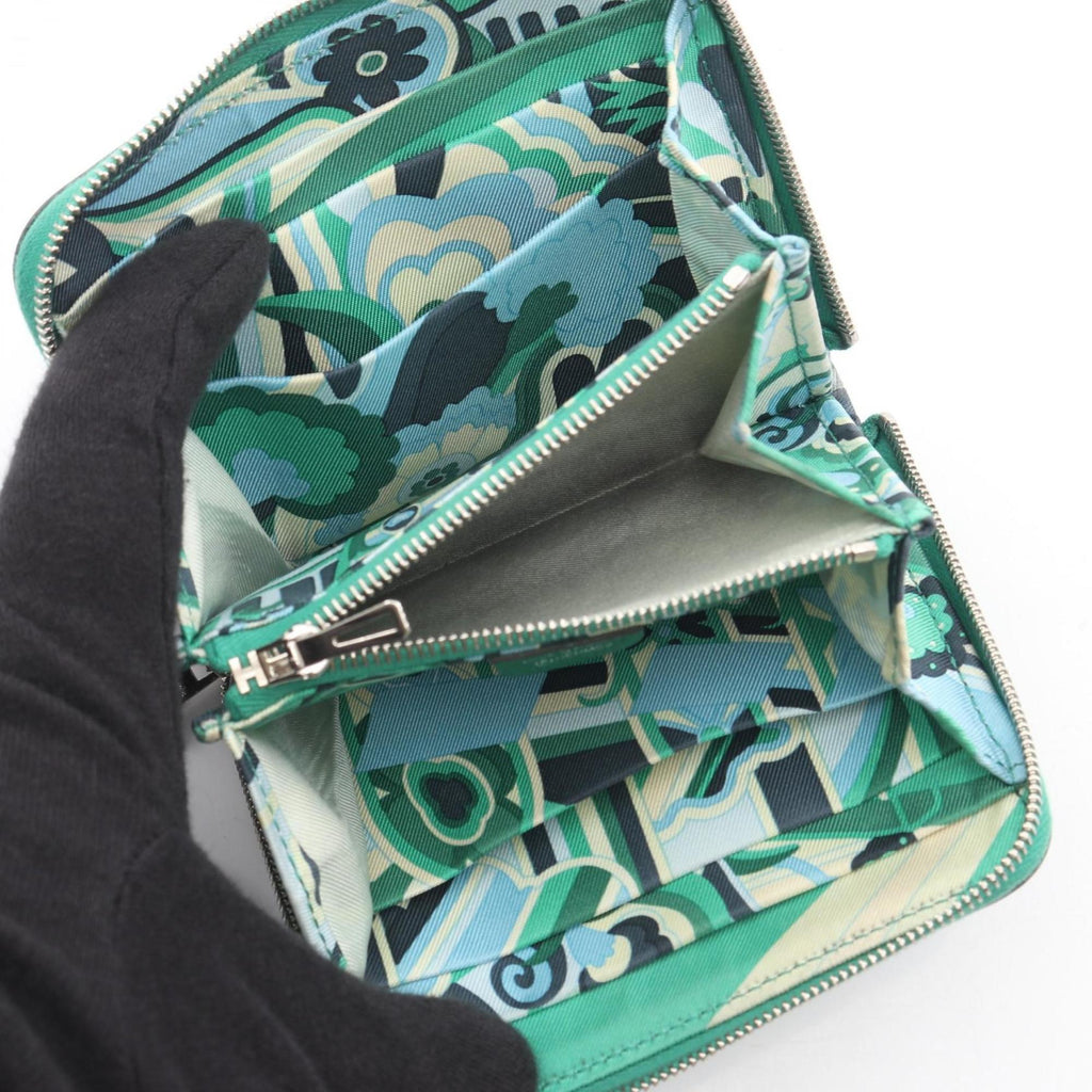 Hermes Hermès Azap Compact Silkin Round Wallet, Leather Evercolor, Women's, Green