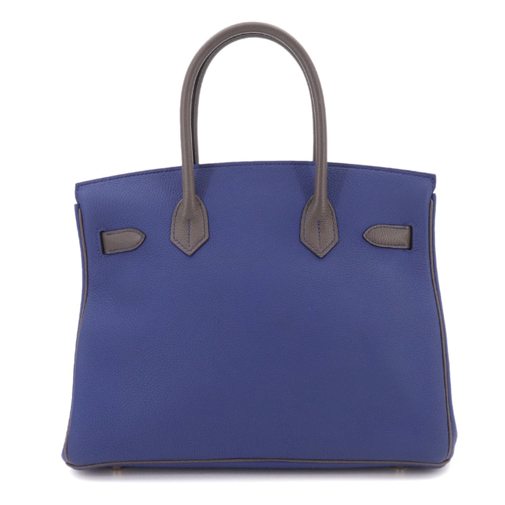 Hermes Birkin 30, Togo leather, Personal SPO, Blue Electric/Etoupe, Handbag, Matte Gold Hardware, D Stamp — Like New