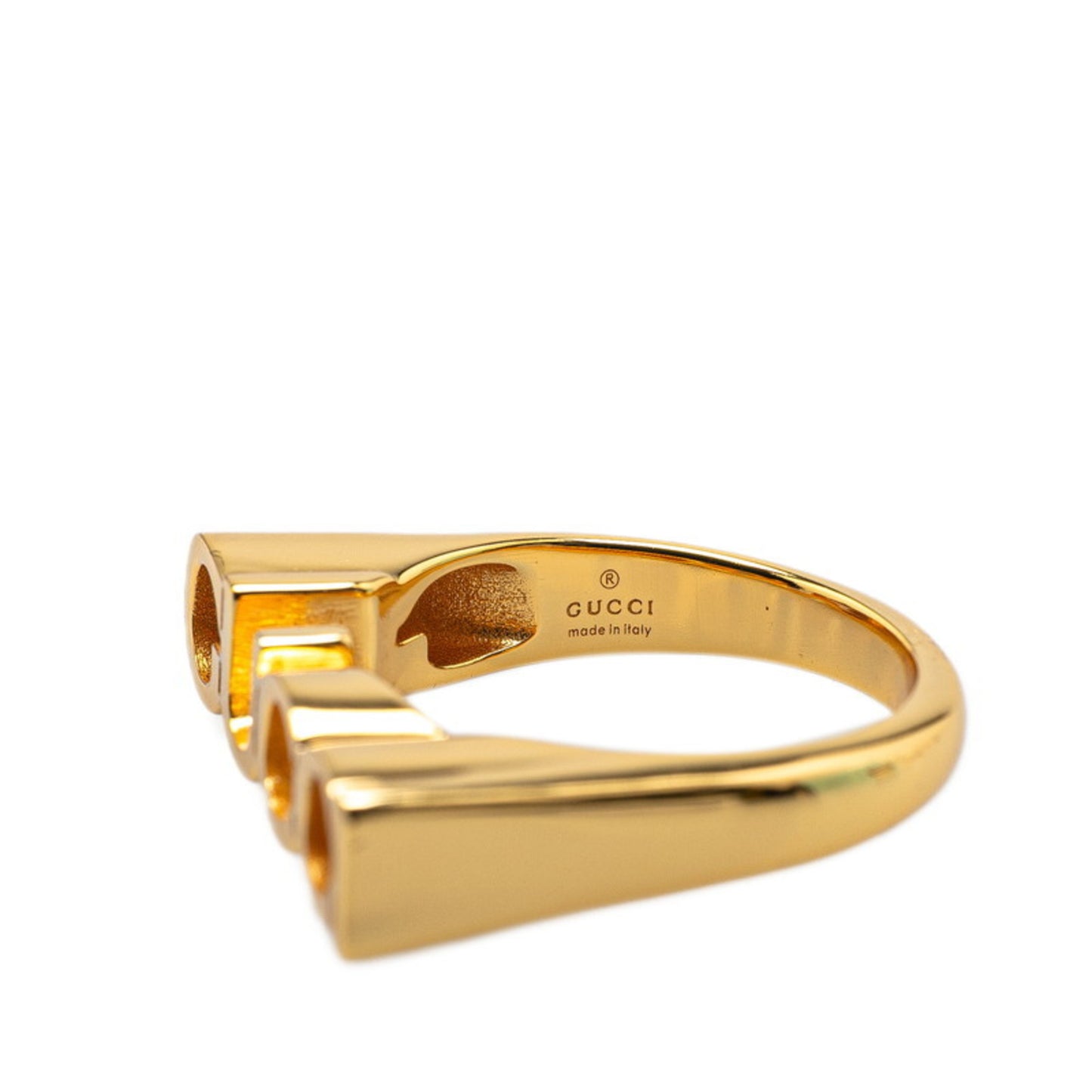 Gucci Logo Ring, Size Small, Gold Plated, Women's