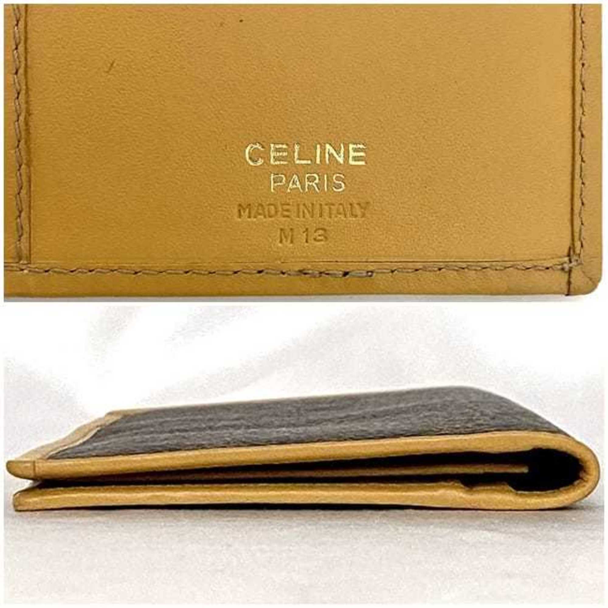 Celine Bi-fold Long Wallet ec-21979 Brown Beige Macadam Billfold PVC Leather M13 CELINE Women's Men's Unisex
