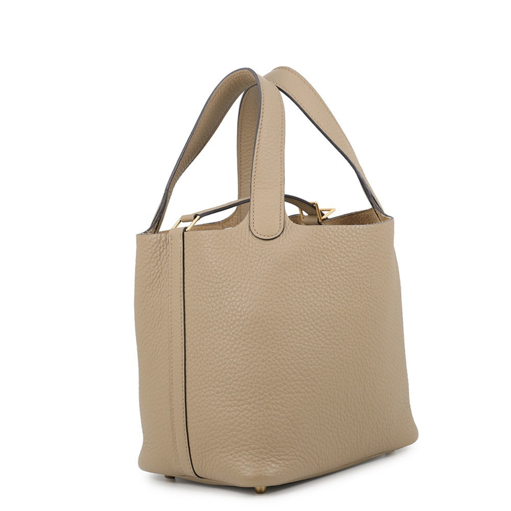 Hermes Picotin Lock PM Handbag, Beige Malfa, Taurillon Clemence Leather, W Stamp. Lock, Picotin, Women's HERMES — Like New