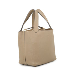 Hermes Picotin Lock PM Handbag, Beige Malfa, Taurillon Clemence Leather, W Stamp. Lock, Picotin, Women's HERMES — Like New