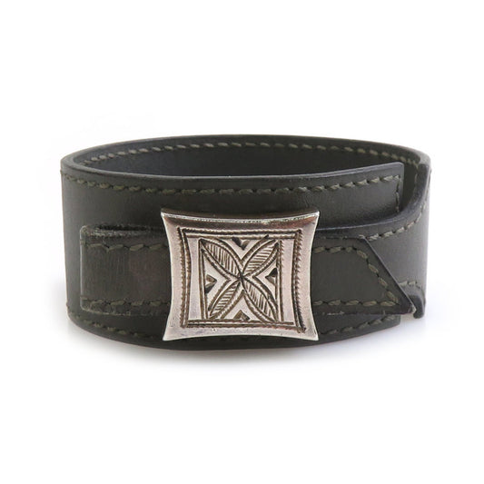 Hermes Hermès Touareg Bracelet in Leather, Metal, Gray, and Silver, Women's, e60630a