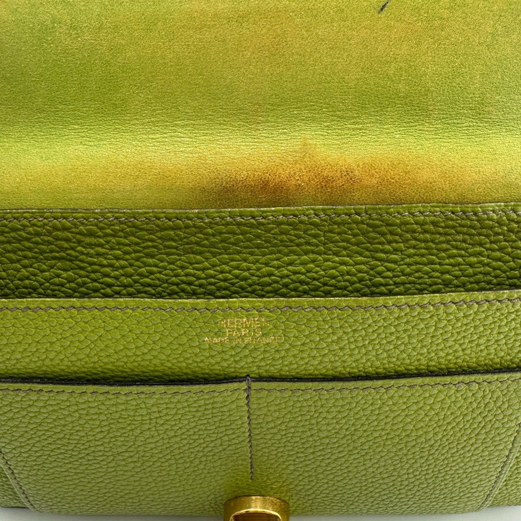 HERMES Dogon GM Long Wallet Green Unisex