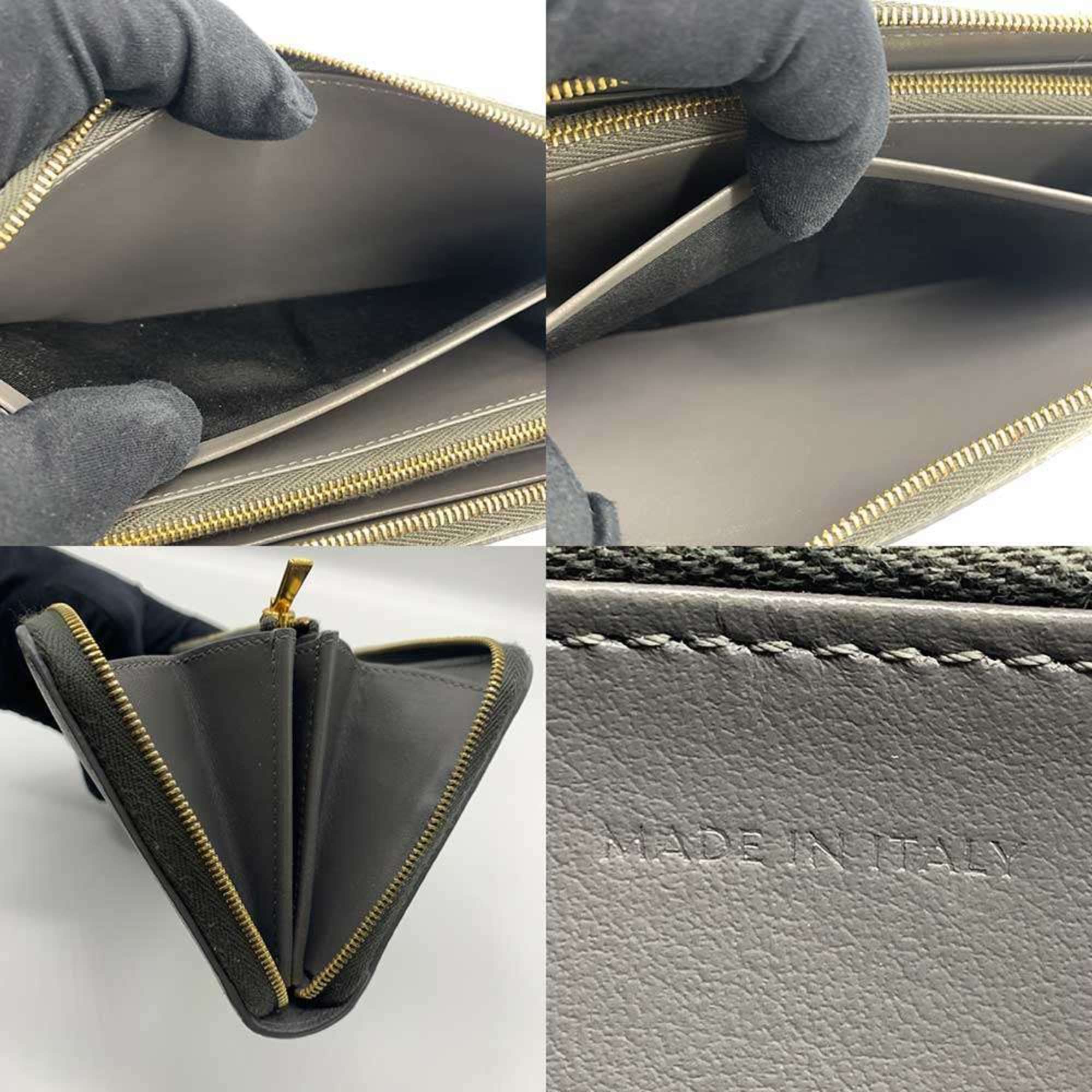 Celine Round Long Wallet in Grey Leather, Women's, 10B553BEL