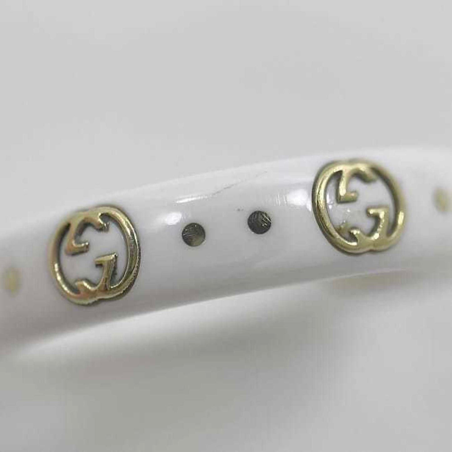 Gucci Icon Ring f-22977 White Yellow Gold Interlocking 679262 J85V5 8062 JP11 750 Ceramic GUCCI GG 18K Women's YG
