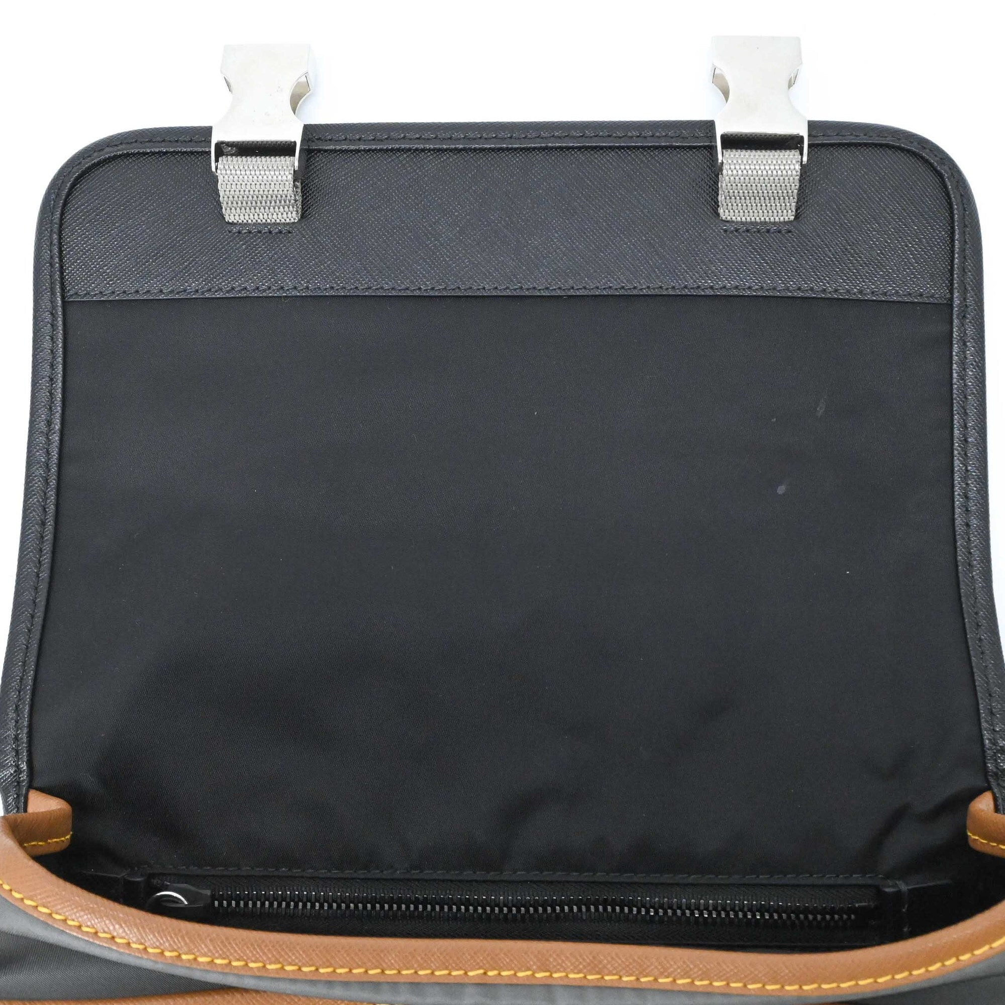 PRADA Tessuto Re-Nylon Triangle Shoulder Bag, Black, Gray, Brown, 2VD769 — New - Store Return