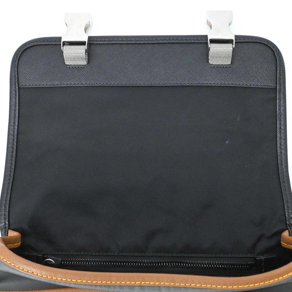 PRADA Tessuto Re-Nylon Triangle Shoulder Bag, Black, Gray, Brown, 2VD769 — New - Store Return