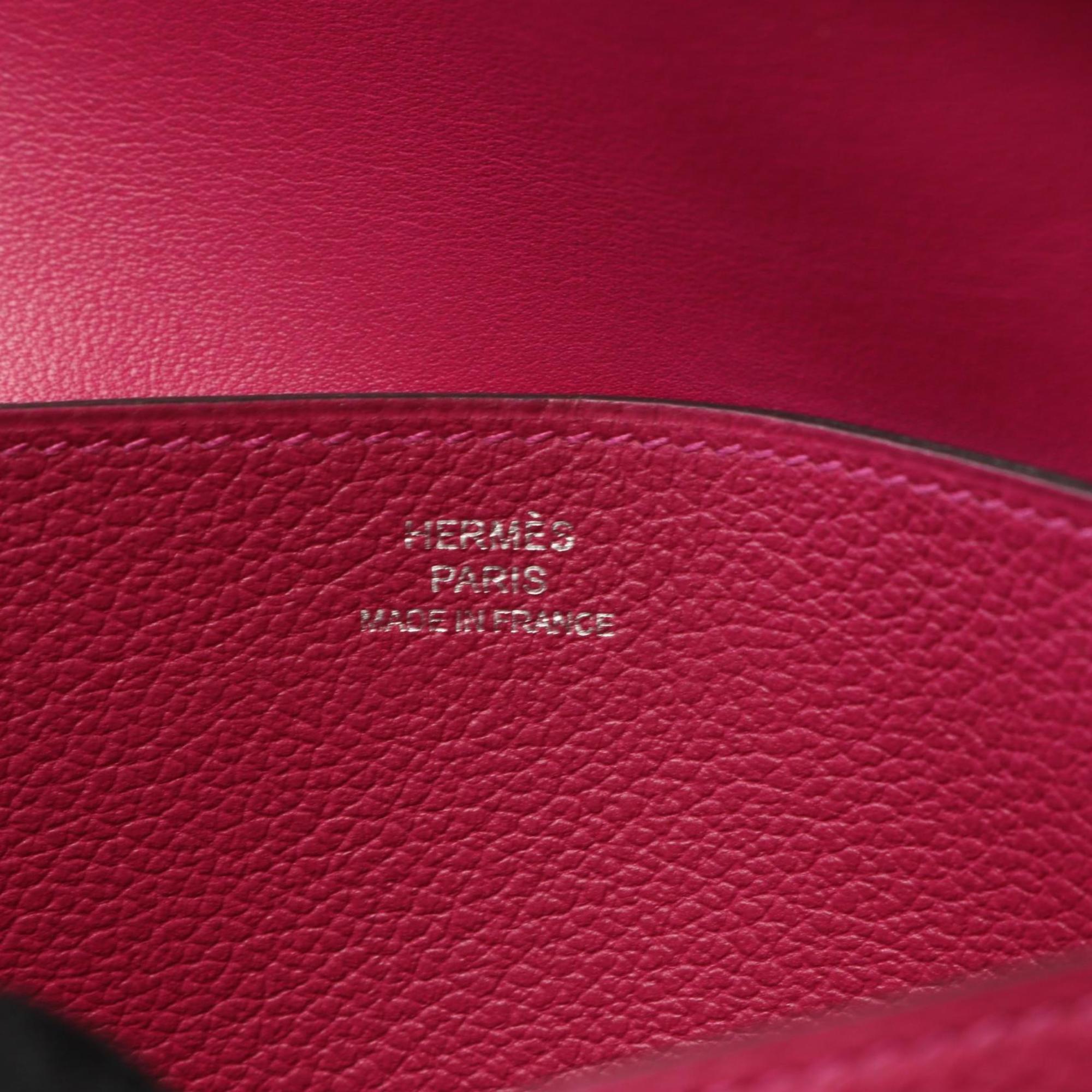 Hermes Hermès Dogon Long Bifold Wallet, Leather, Evercolor, Women's, Pink