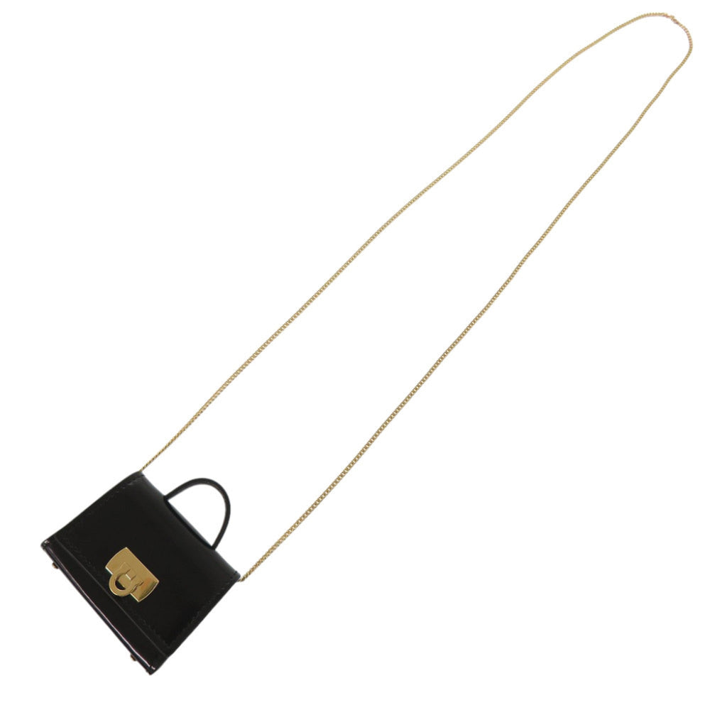 Salvatore Ferragamo Mini Gancini JL22-0487 Leather Black Chain Shoulder Bag 1475Salvatore — Like New