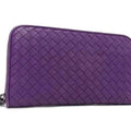 BOTTEGA VENETA Intrecciato Wallet 114076 Purple Leather Round Long for Men and Women