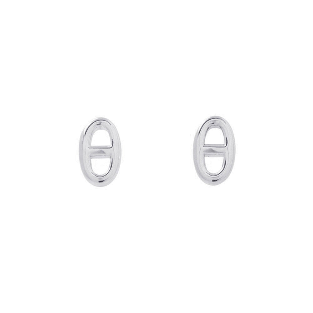 Hermes Farandole Earrings, Chaine d'Ancre Motif, TPM SV925 Silver, HERMES Stud — Like New
