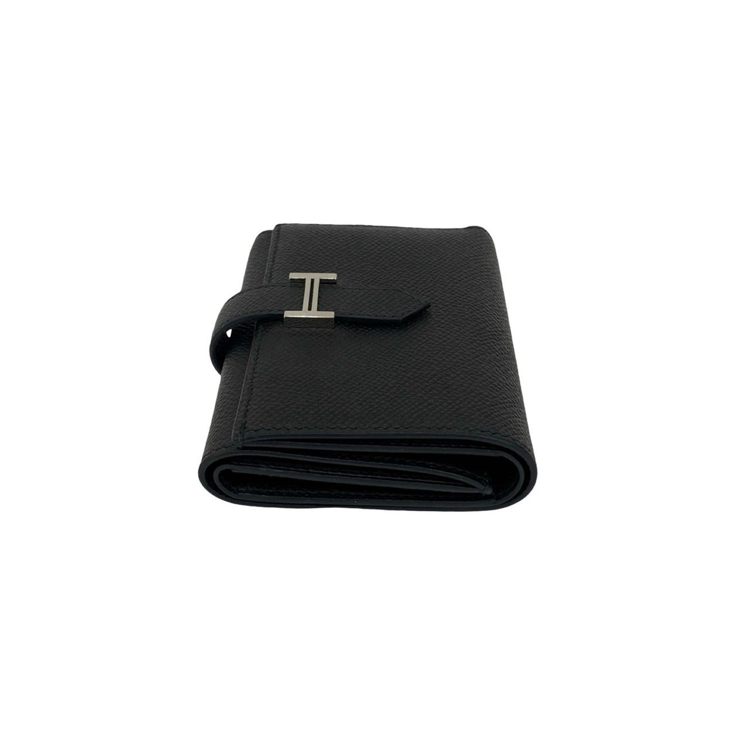 W-stamped HERMES Bearn Combination Epsom Leather Tri-fold Wallet, Black, 97610