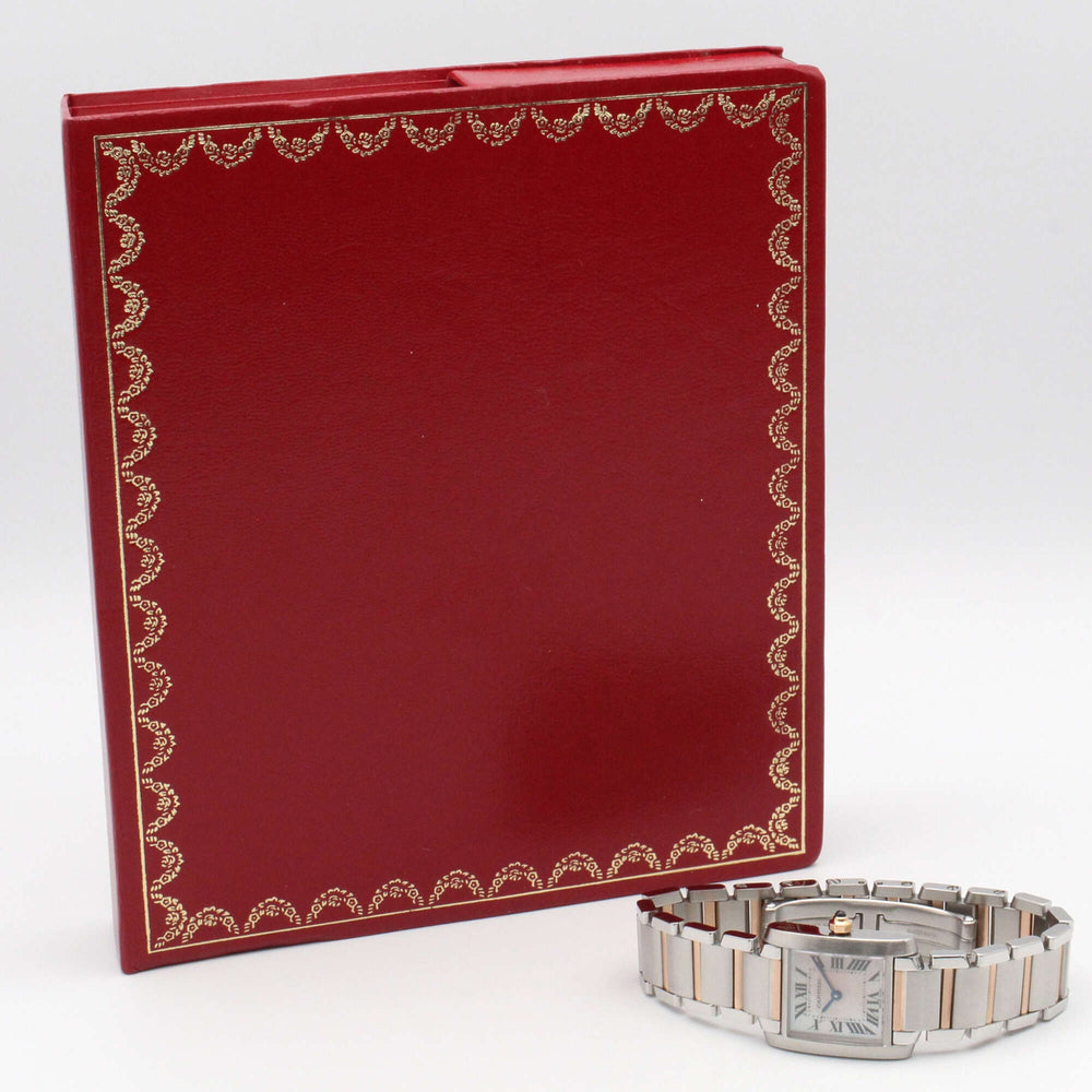Cartier Tank Française SM Watch, 18K Pink Gold (PG), Stainless Steel, Ladies', Tone, Shell, W51027Q4 — Very Good
